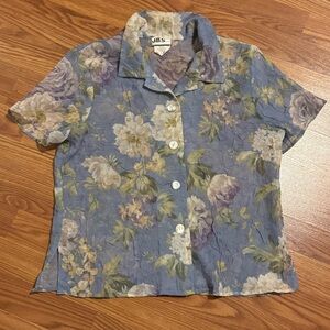 JBS LTD Floral ButtonUp Shirt Size 12P Vintage Coastal Grandma Retro Cottagecore